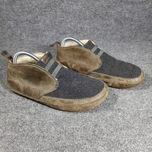 Olukai Moloa Slipper Mid Men Size 8 Brown Shearling Lined Leather Wool Slip On